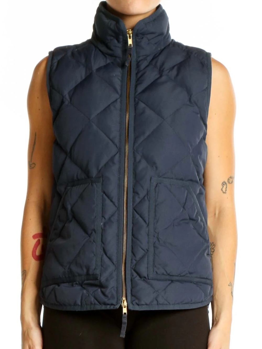 J. CREW WOMENS NAVY BLUE QUILTED PUFFER VEST XS 92465